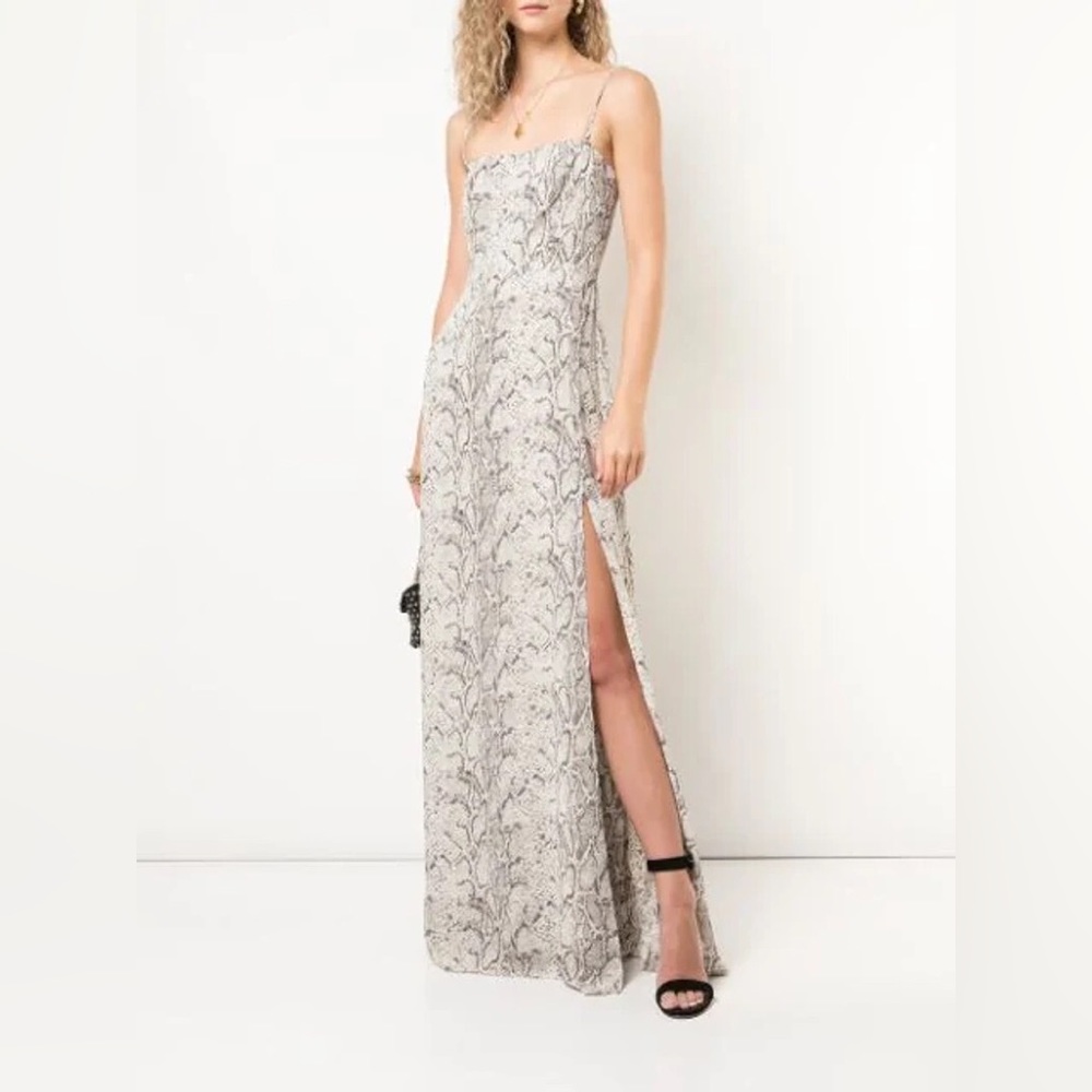 Reformation Ingrid snakeskin smocked dress